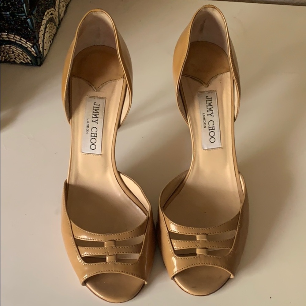 Nude patent leather Jimmy Choo heels